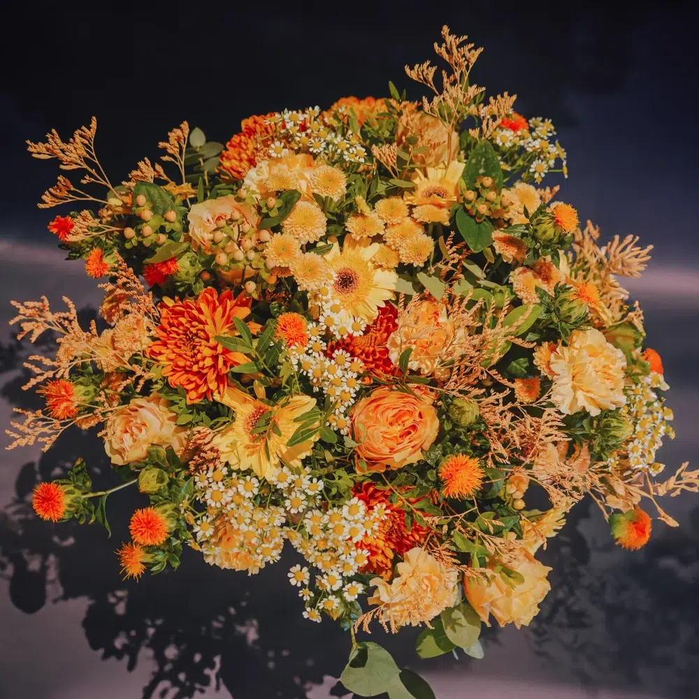 Bouquet de saison tons orangé Bouquet de saison tons orangé